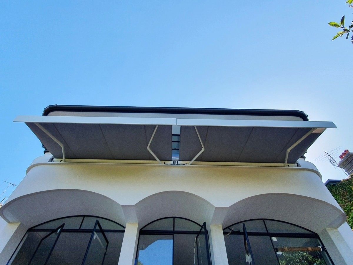 Two recessed awnings installed on the facade of a home in Randwick, NSW