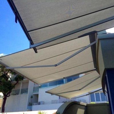 Standard folding arm awnings extended out