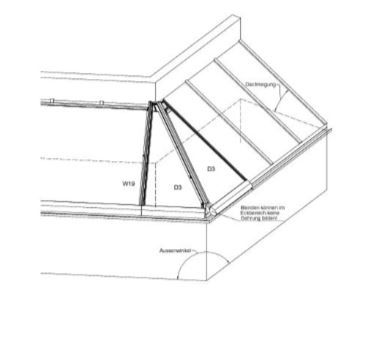 CAD drawing of a D3 Conservatory Awning partnered with a W19 Conservatory Awning