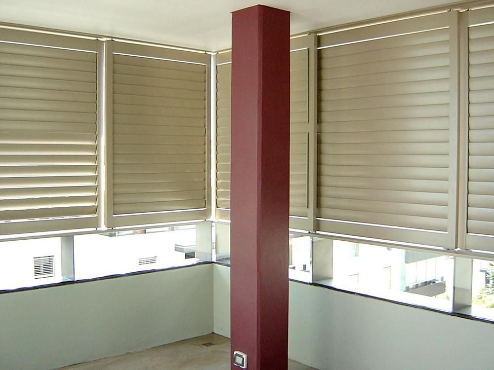Internal view of Sunlite Elliptical Louvres installed on windows 