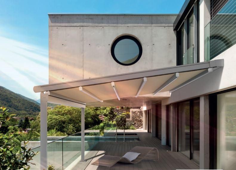 Perea P70 Pergola Awning shading an outdoor entertainment area