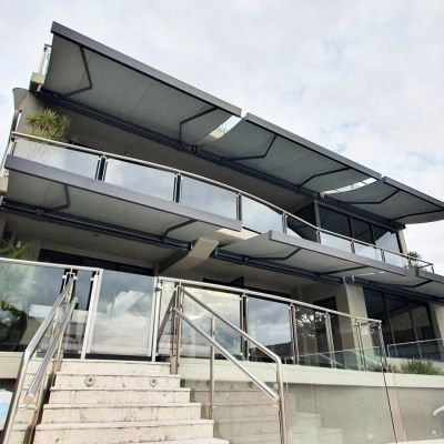 Cassette Awnings on the facade of a residential project
