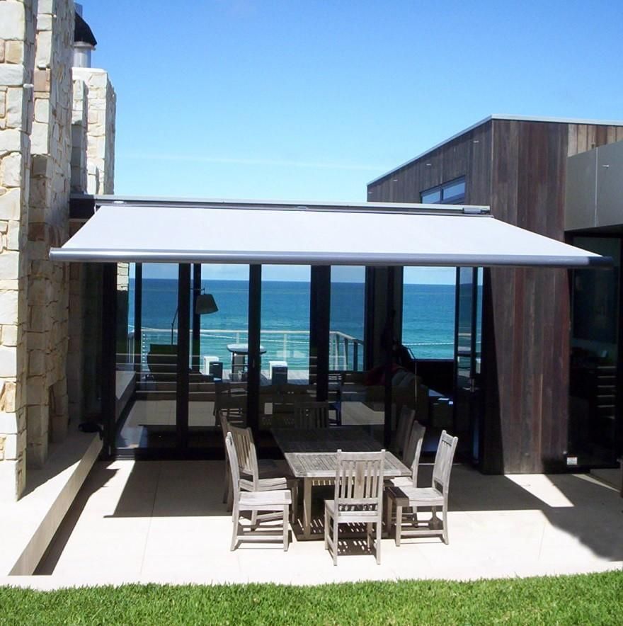 K60 Folding Arm awning installed on a holiday house on Great Ocean Road