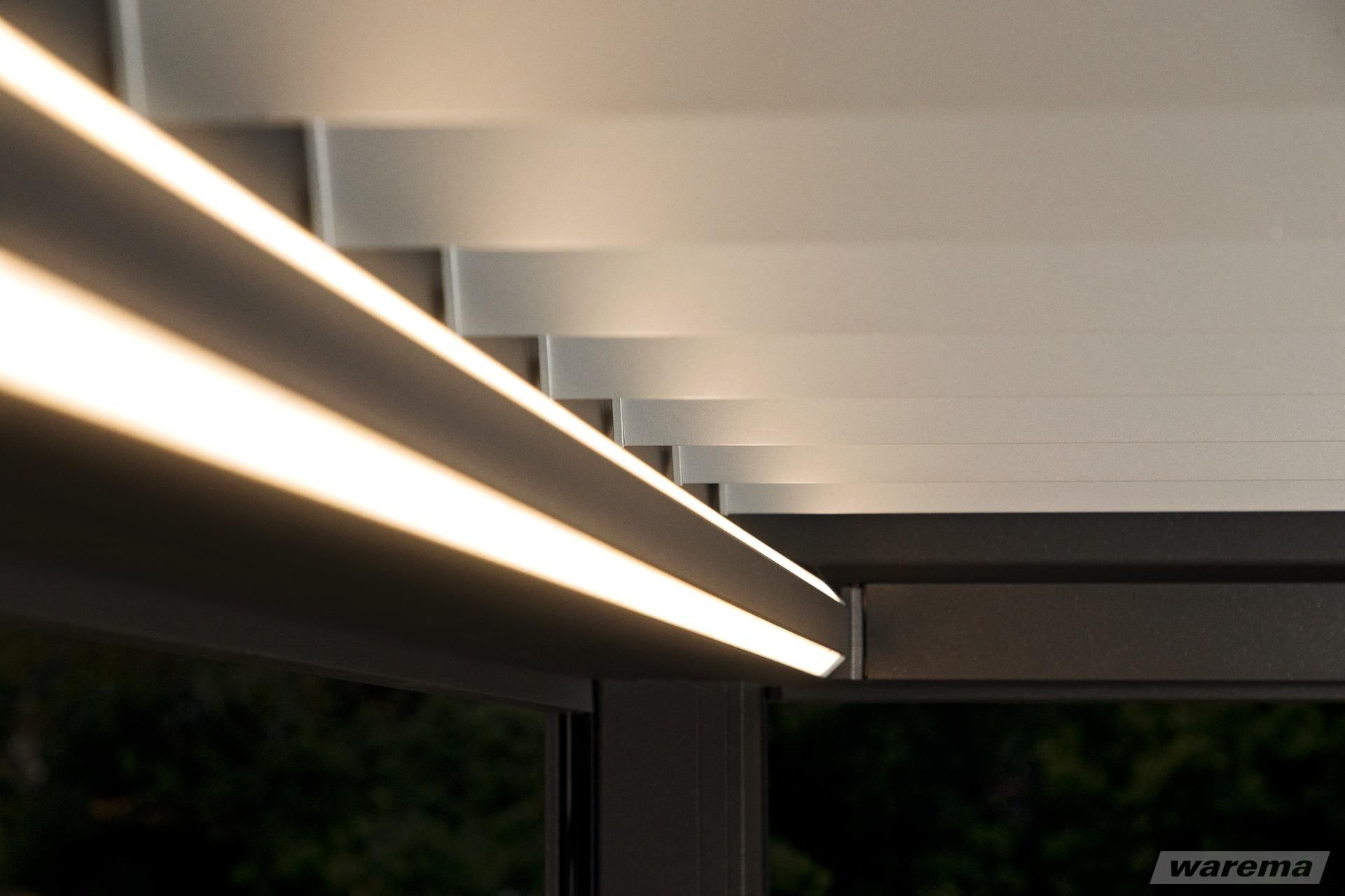 LED strips integrated into the beams