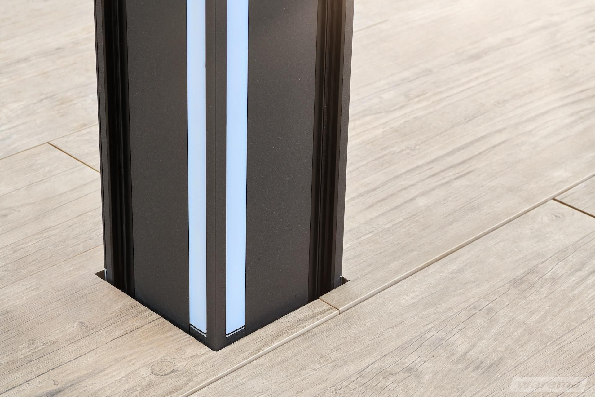Integrated LED light into the poles