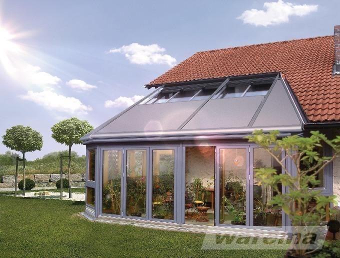 D3 Conservatory Awning over a conservatory partnered with W19 conseervatory awning