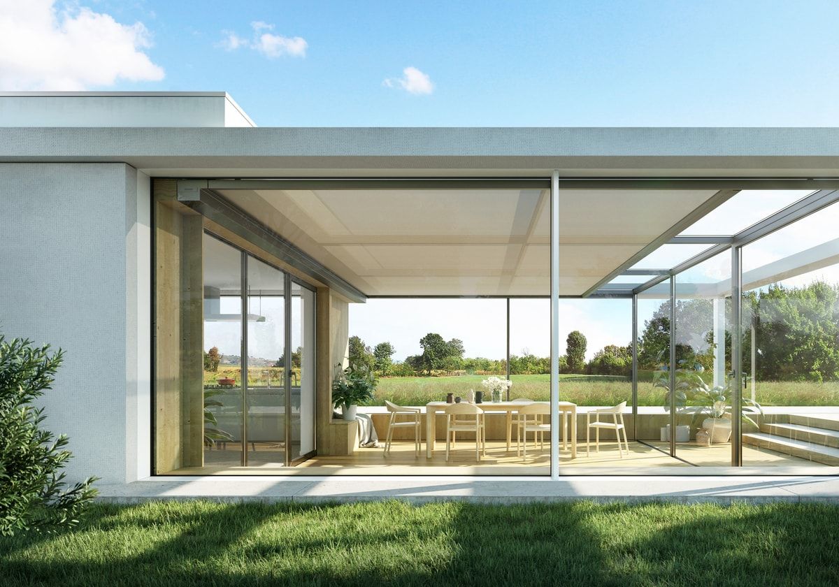 W10 Conservatory awning with a cubic frame